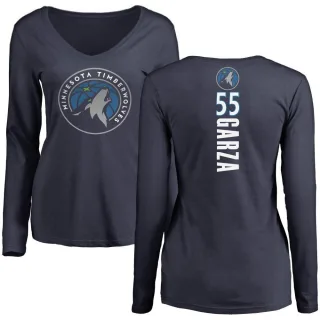 Women's Minnesota Timberwolves Luka Garza Navy Backer Long Sleeve T-Shirt